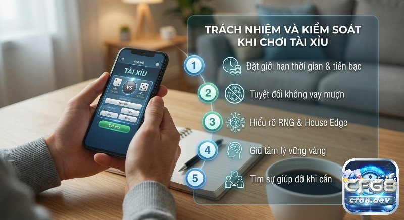 Even/odd là gì? Hướng dẫn chơi chẵn lẻ Tài Xỉu hiệu quả, uy tín Checklist 5 nguyên tắc vàng về trách nhiệm và kiểm soát khi chơi Tài Xỉu online để bảo vệ bản thân