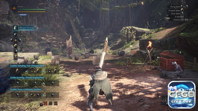Game Monster Hunter: World - Bom tấn thợ săn quái vật Cảnh tập combo ở khu vực an toàn, gợi ý cách người mới làm quen nhịp điều khiển