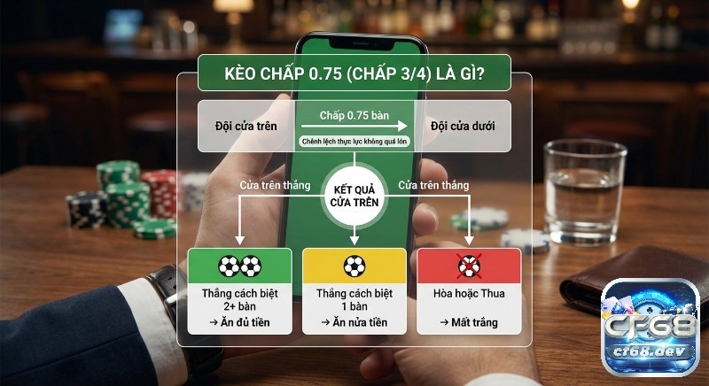 Kèo 0.75 là gì? Cách đọc, tính tiền và kinh nghiệm chơi hiệu quả Sơ đồ quy tắc kèo chấp 0.75 (chấp 3/4): Hướng dẫn ăn đủ tiền, ăn nửa hay mất trắng, tùy theo cách biệt tỷ số