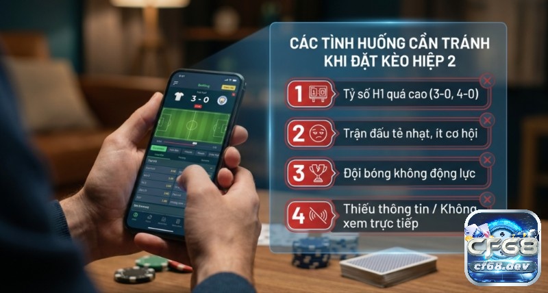 Kèo hiệp 2 là gì? Cách đọc kèo 45 phút cuối & Soi chuẩn xác Checklist 4 tình huống cần tránh khi đặt kèo hiệp 2 hiệu quả giúp người chơi nhận diện rủi ro khi cá cược bóng đá qua điện thoại