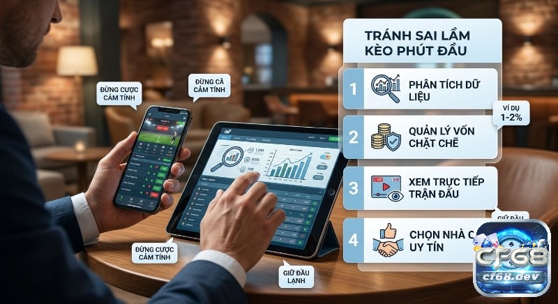 Kèo phút đầu/10 phút đầu là gì? Giải mã A-Z, bí quyết thắng lớn Quy trình 4 bước giúp tránh sai lầm chết người khi chơi kèo phút đầu/10 phút đầu là gì: phân tích dữ liệu, quản lý vốn chặt chẽ, không cược cảm tính