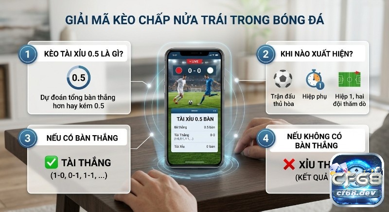 Tài Xỉu 0.5 là gì? Hướng dẫn cách chơi & mẹo cược luôn thắng Giải mã kèo tài xỉu 0.5 là gì trong bóng đá: định nghĩa và điều kiện Tài thắng/Xỉu thắng dễ hiểu