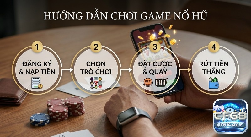 Cách chơi game nổ hũ dễ thắng: Bí quyết từ A-Z cho người mới Quy trình 4 bước hướng dẫn cách chơi game Nổ Hũ chi tiết từ đăng ký, nạp tiền đến rút tiền thắng cho người mới