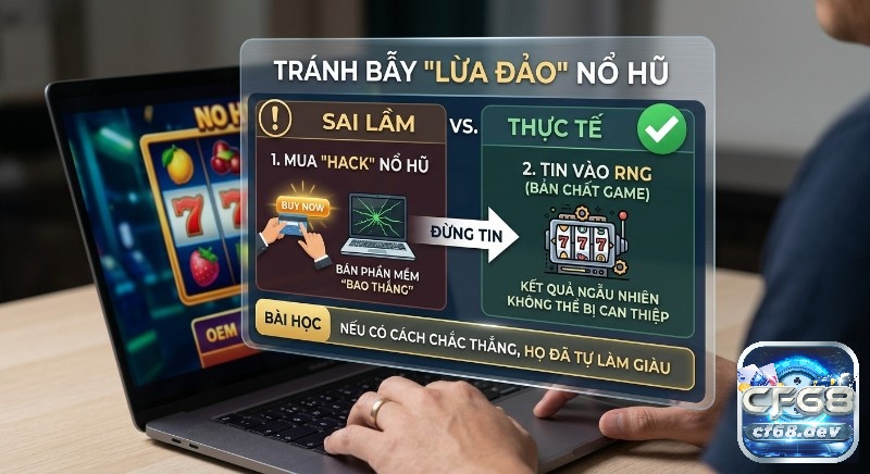 Cách chơi game nổ hũ dễ thắng: Bí quyết từ A-Z cho người mới Infographic cảnh báo sai lầm khi chơi Nổ Hũ: đừng tin mua hack, hãy hiểu RNG để tránh chiêu trò lừa đảo