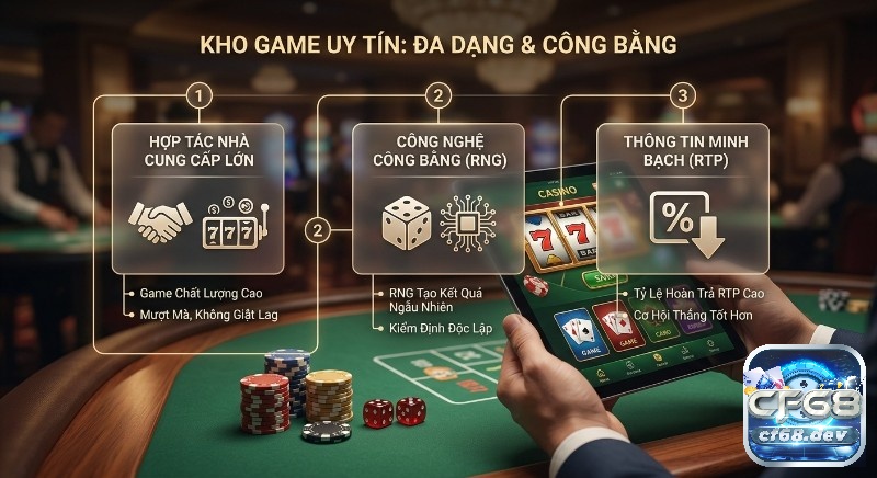 Cách chọn casino trực tuyến uy tín nhất – An toàn, thưởng lớn Sơ đồ 3 bước xây dựng, kho game casino uy tín, đa dạng, công bằng thông qua RNG, RTP minh bạch, mang lại cơ hội thắng tốt hơn