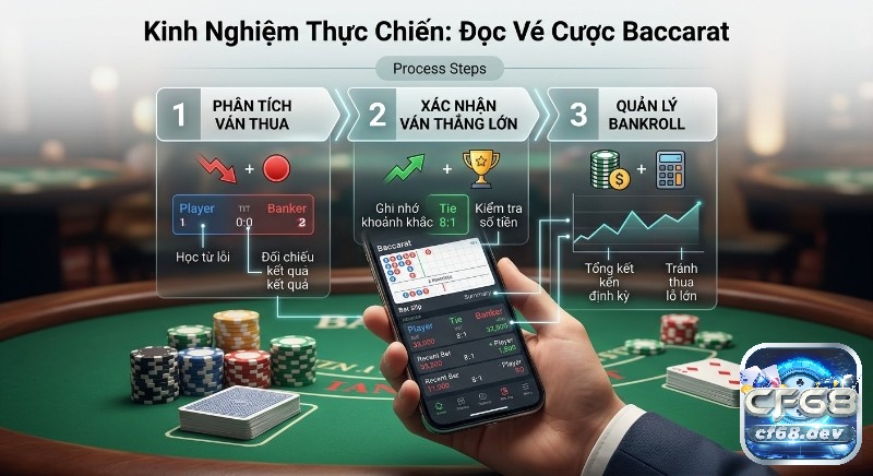 Cách đọc vé cược Baccarat: Hướng dẫn chi tiết cho người mới Quy trình 3 bước thực chiến đọc vé cược Baccarat hiệu quả giúp phân tích ván thua, xác nhận thắng lớn và quản lý bankroll
