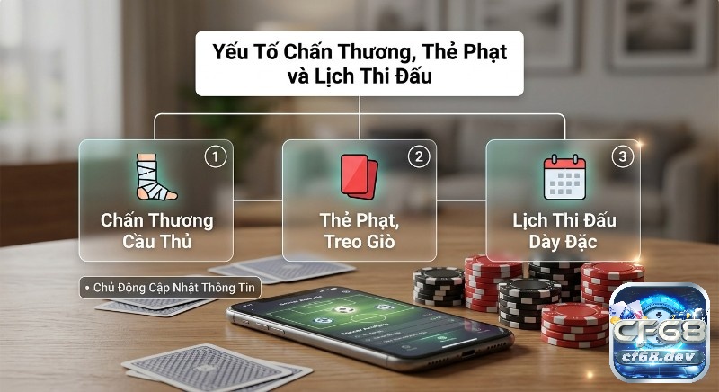 Cách phân tích kèo bóng đá hiệu quả: Bí quyết thắng lớn 2026 Tổng quan 3 yếu tố quan trọng ảnh hưởng cách phân tích kèo bóng đá: chấn thương cầu thủ, thẻ phạt, lịch thi đấu dày đặc cần chủ động cập nhật