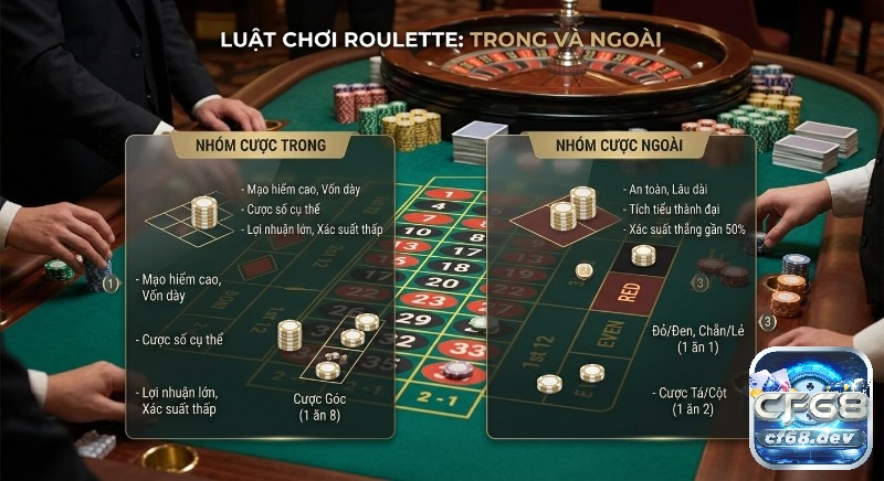Casino roulette là gì? Tìm hiểu ngay để chơi uy tín, thắng lớn Bảng tổng quan luật chơi casino roulette là gì, so sánh các nhóm cược trong lợi nhuận cao và cược ngoài an toàn để quản lý vốn