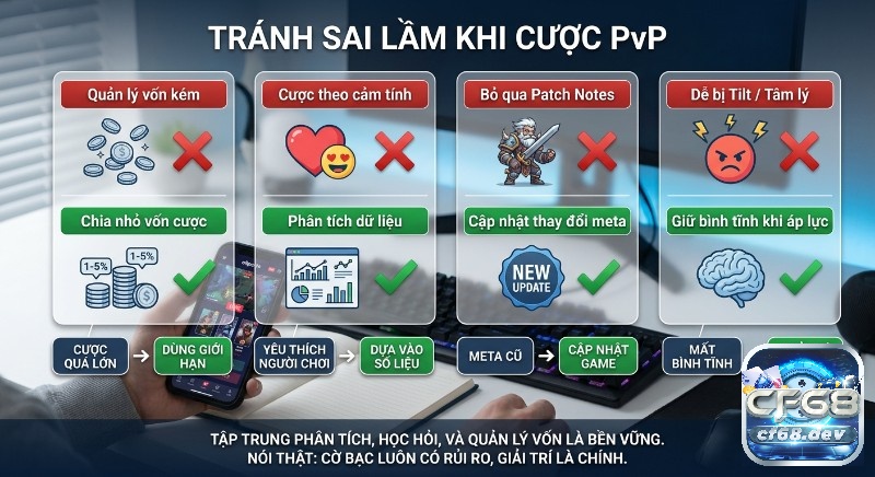 Cược eSports player vs player: Trải nghiệm giải trí siêu tốc Tổng quan chiến lược tránh sai lầm khi cược eSports player vs player: quản lý vốn, phân tích dữ liệu, cập nhật game và kiểm soát cảm xúc
