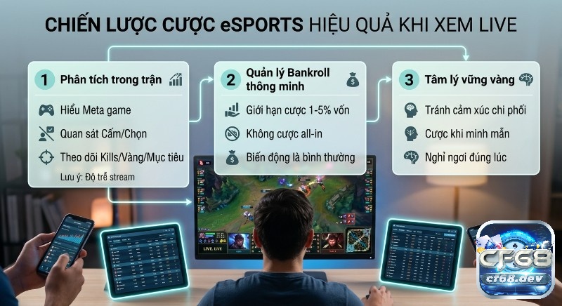 Cược eSports streaming 2026: Xem trực tiếp & nhận khuyến mãi Quy trình 3 bước chiến lược cược eSports streaming hiệu quả khi xem live stream: phân tích trận đấu, quản lý vốn và giữ vững tâm lý