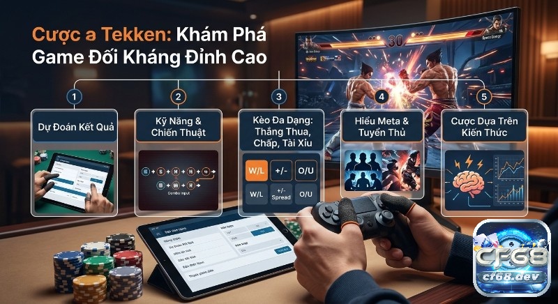 Cược Tekken là gì? Hướng dẫn luật chơi và bí quyết thắng Tổng quan quy trình cược Tekken là gì, bao gồm dự đoán kết quả, kỹ năng, kèo đa dạng, hiểu meta và cược dựa trên kiến thức