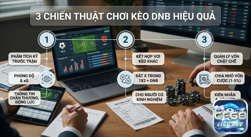 Kèo hòa được hoàn (DNB) là gì? Hướng dẫn chơi chuẩn xác Tổng quan 3 chiến thuật chơi, kèo hòa được hoàn (DNB) là gì, hiệu quả: phân tích chuyên sâu, kết hợp các loại kèo và quản lý vốn cược khoa học