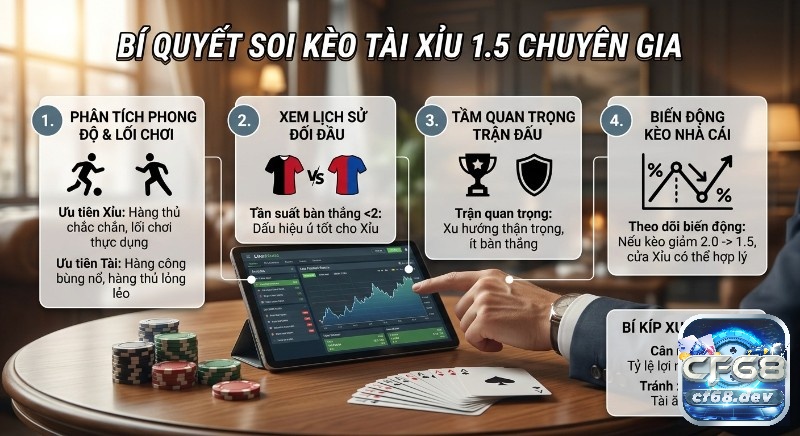 Kèo Tài Xỉu 1.5 là gì? Giải mã cách đọc và bí quyết thắng cược Checklist 4 bước chuyên gia soi kèo tài xỉu 1.5 là gì thực chiến, phân tích phong độ, đối đầu và biến động kèo