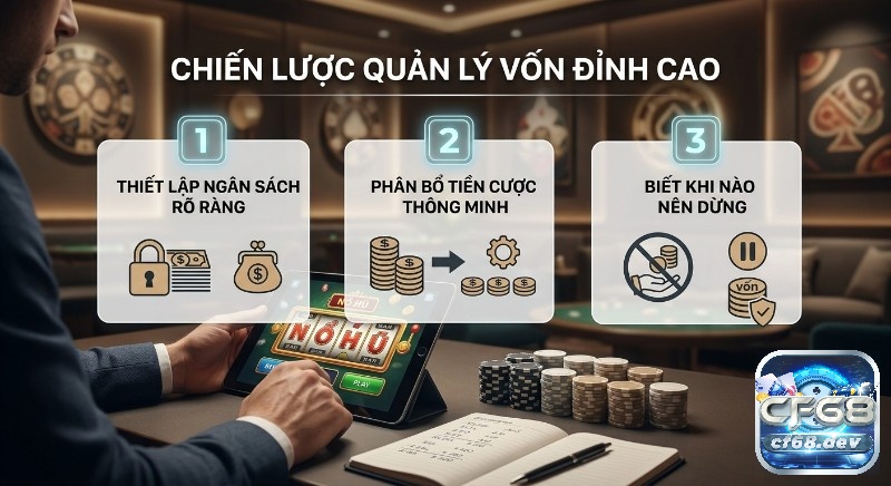 Kinh nghiệm chơi nổ hũ: Bí kíp thắng lớn từ cao thủ 2026 Quy trình 3 bước kinh nghiệm chơi nổ hũ quản lý vốn Bankroll đỉnh cao: thiết lập ngân sách, phân bổ cược và biết điểm dừng để bảo toàn vốn khi chơi nổ hũ