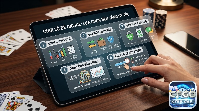 Bao lô là gì? Hướng dẫn chơi lô đề online uy tín, thưởng khủng Chơi lô đề online: Lựa chọn nền tảng uy tín với 5 tiêu chí: minh bạch tỷ lệ, quy trình nạp rút, bảo mật, tính công bằng RNG và chơi có trách nhiệm