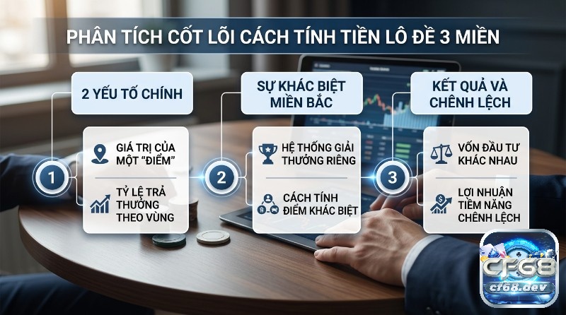 Cách tính tiền lô đề chuẩn xác: Tỷ lệ thưởng cao, dễ hiểu Phân tích cách tính tiền lô đề 3 miền dựa trên giá trị điểm, tỷ lệ trả thưởng vùng, khác biệt miền Bắc, vốn đầu tư và lợi nhuận tiềm năng chênh lệch