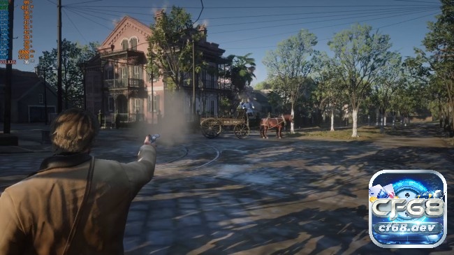 Game Red Dead Redemption 2: Trở về miền Tây hoang dã Đồ họa game Red Dead Redemption 2 với cảnh miền Tây, ngựa và thị trấn hoang dã