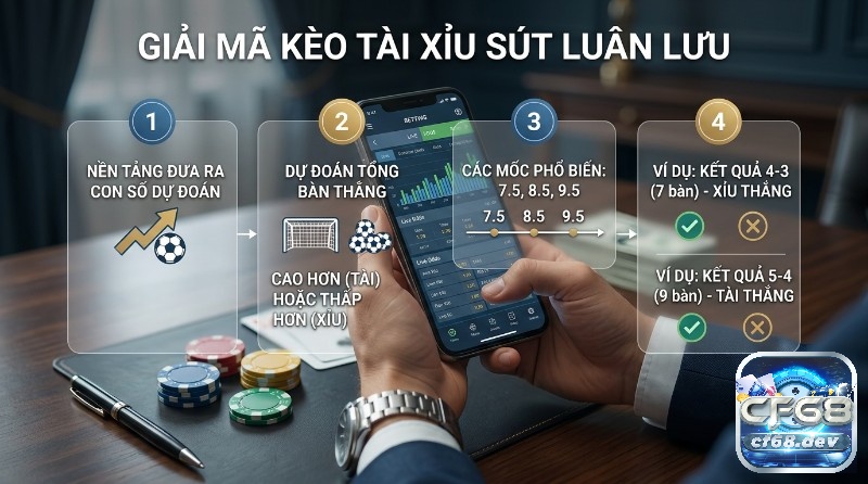 Kèo Penalty là gì? Giải đáp chi tiết, soi kèo chuẩn 2026 Giải mã kèo Tài Xỉu sút luân lưu: dự đoán tổng bàn thắng, chọn Tài/Xỉu với mốc 7.5, 8.5, 9.5. Ví dụ 4-3 Xỉu, 5-4 Tài trên ứng dụng