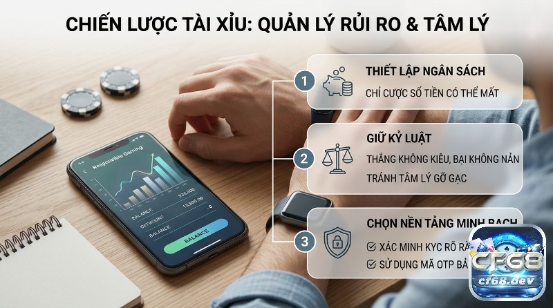 Kèo tài xỉu là gì? Bí quyết đọc kèo chuẩn, thắng lớn Chiến lược kèo tài xỉu là gì quản lý rủi ro và tâm lý: thiết lập ngân sách, giữ kỷ luật, chọn nền tảng minh bạch KYC, OTP