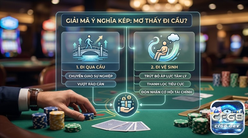 Mơ thấy đi cầu đánh số gì? Giải mã con số vàng uy tín. Giải mã ý nghĩa kép mơ thấy đi cầu đánh số gì: đi qua cầu là chuyển giao sự nghiệp, vượt rào cản; đi vệ sinh là trút bỏ áp lực, đón nhận cơ hội tài chính