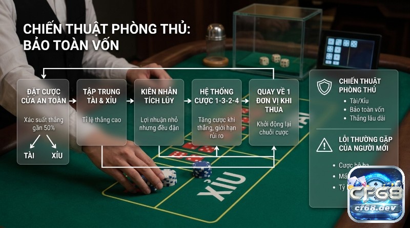 Sicbo gambling strategy: Chiến thuật chơi Tài Xỉu hiệu quả Sicbo gambling strategy phòng thủ bảo toàn vốn, tập trung cược Tài Xỉu xác suất thắng cao, lợi nhuận đều đặn, áp dụng hệ thống 1-3-2-4