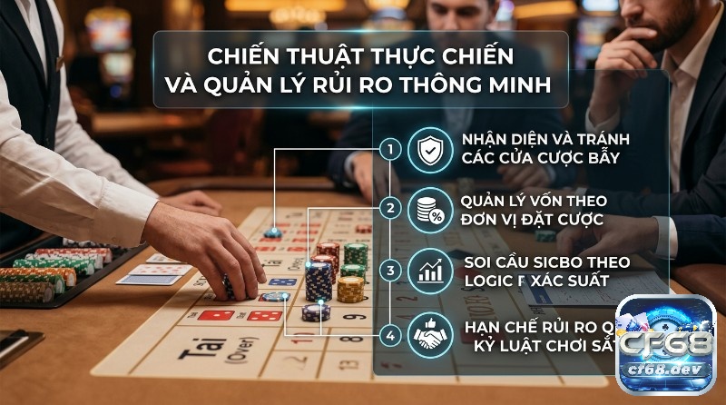 Kinh nghiệm chơi sicbo là gì? Chiến thuật và quản lý vốn Chiến thuật thực chiến và quản lý rủi ro thông minh khi chơi Sicbo, bao gồm nhận diện cửa cược bẫy, quản lý vốn, soi cầu logic và kỷ luật chơi trong kinh nghiệm chơi sicbo