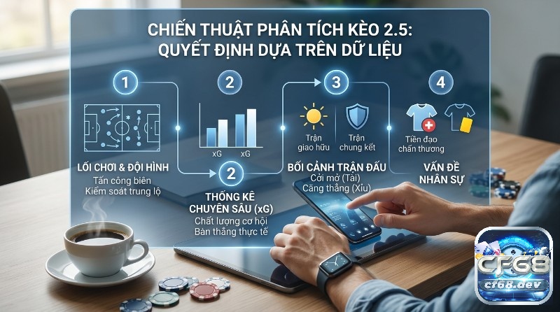 Tài xỉu 2.5 là gì? Hướng dẫn đọc kèo bóng đá chuẩn, uy tín Chiến thuật phân tích kèo tài xỉu 2.5 là gì, quyết định dựa trên dữ liệu: lối chơi, đội hình, thống kê xG, bối cảnh trận đấu, vấn đề nhân sự